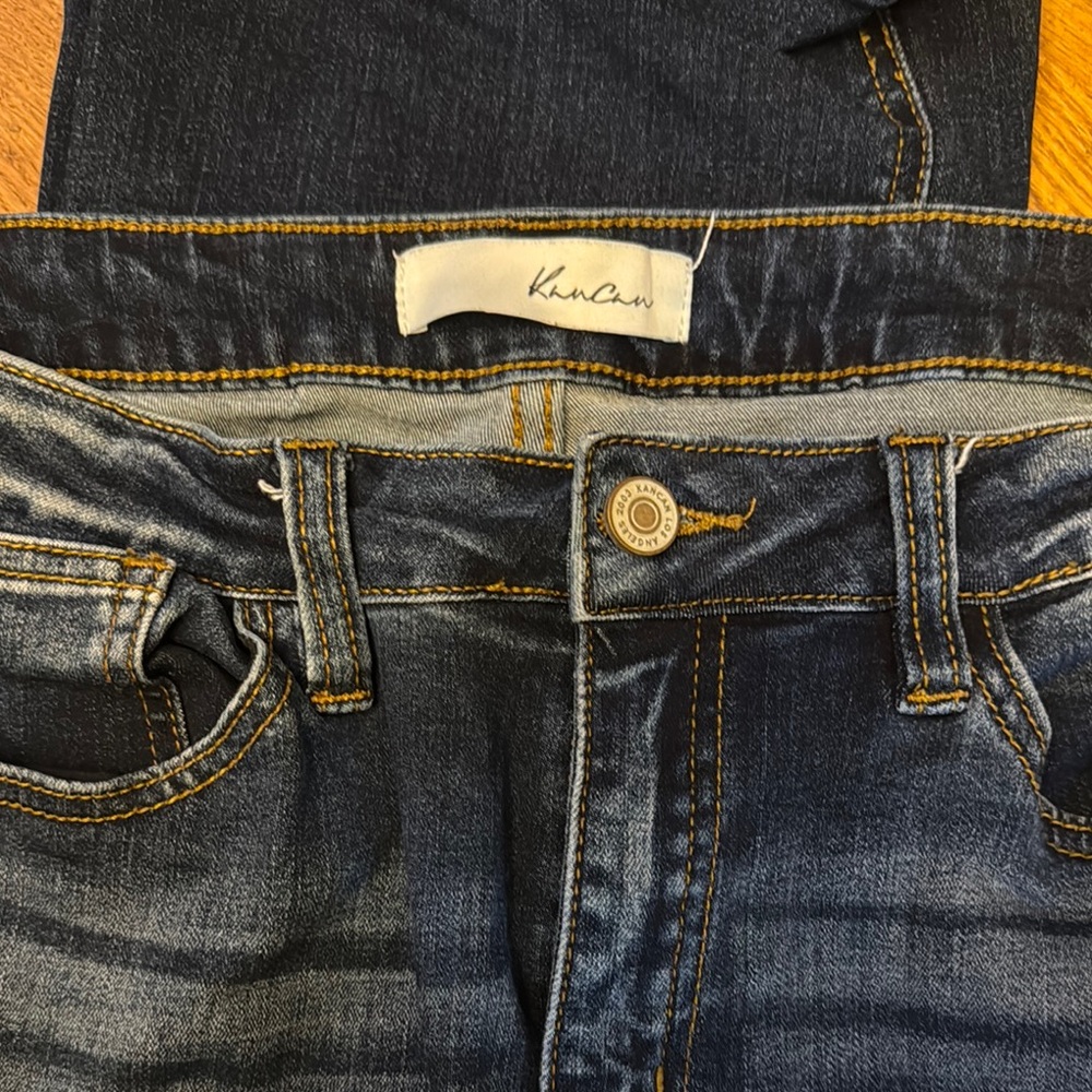 KanCan Indigo Blue Jeans with Distressing and Rivets